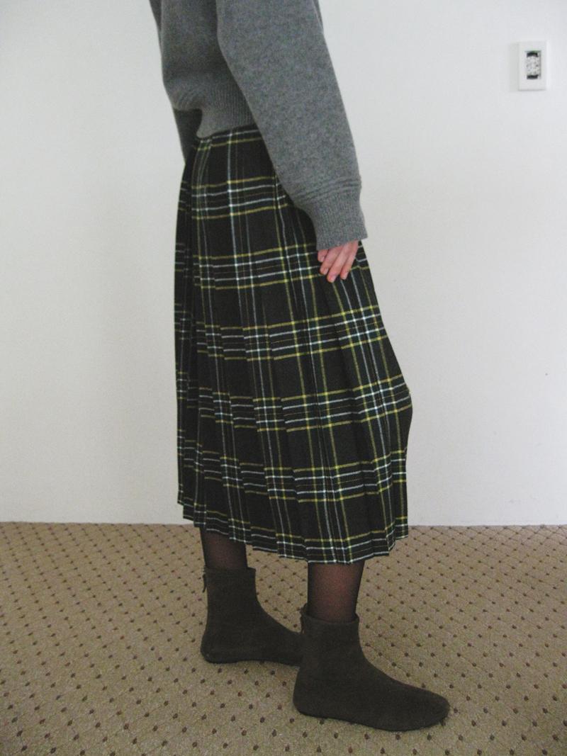 Kilt Check Fringe Wrap Skirt Green (2nd)