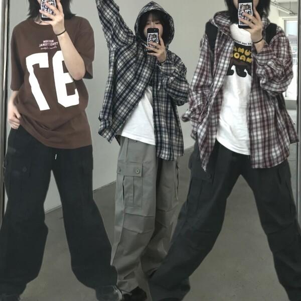 shun 버튼 포켓 와이드 카고팬츠