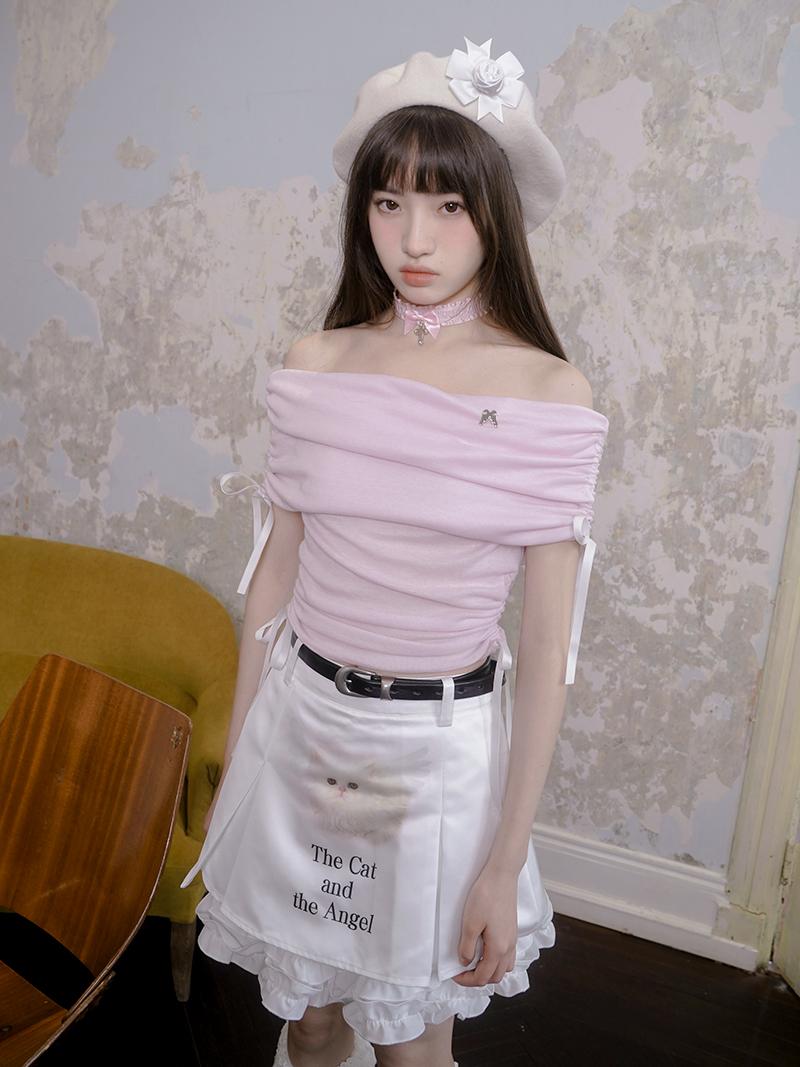 Girly Ruffle Bow knit Crop Top