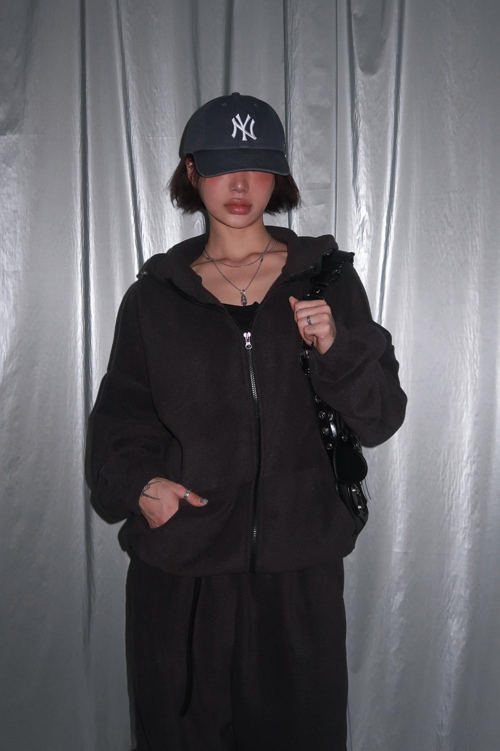 SPACE FLEECE OVER-FIT HOOD ZIP-UP / 스페이스 플리스 오버핏 후드집업