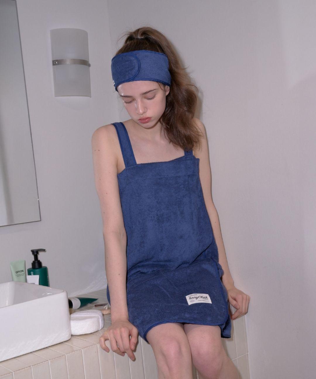 헤이데이무드 [헤어밴드 SET] 에센셜 타월로브 (네이비)