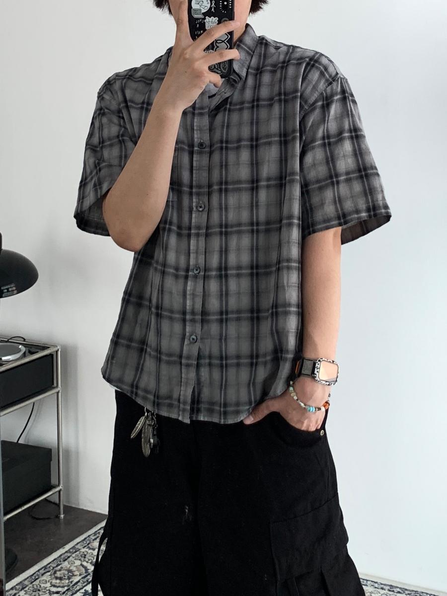 아카이브 피그먼트 체크 반팔 셔츠 (5color)