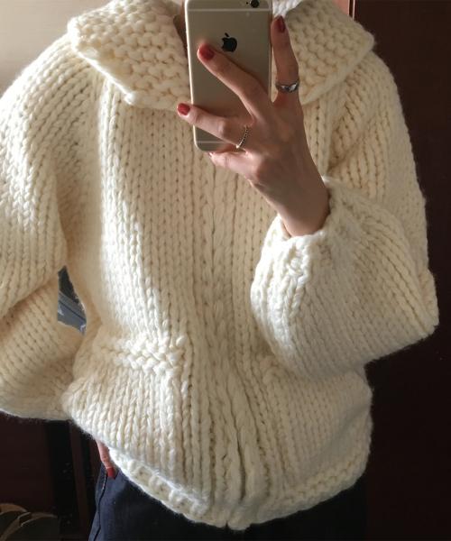 썸웨어버터(SOMEWHEREBUTTER)  Wool Handmade Sweater - Ivory - 사이즈 & 후기 | 무신사