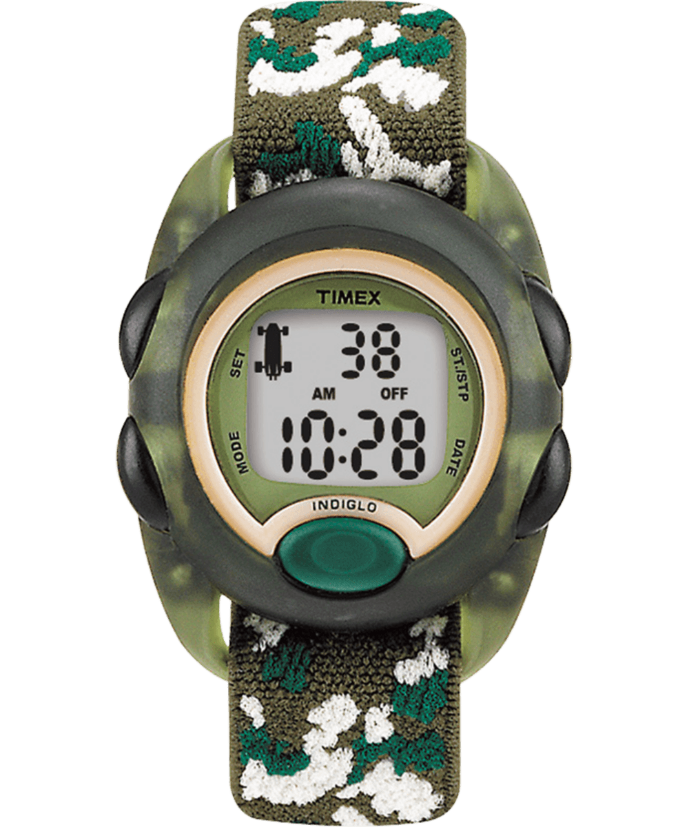 TIMEX TIME MACHINES® 34mm Green Camo Elastic Fabric Kids Digital Watch