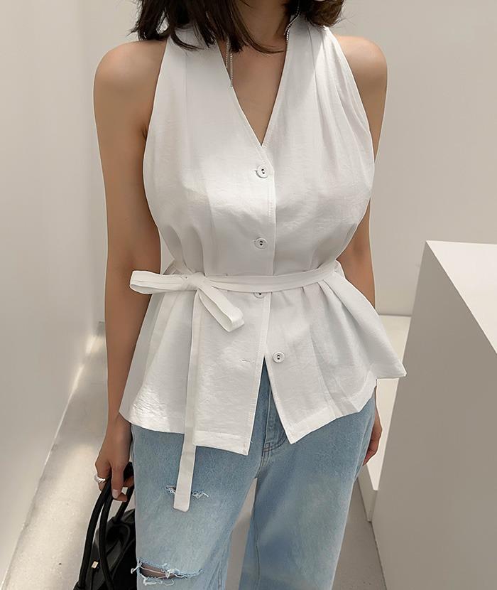 쏘엘린넨핀턱블라우스
