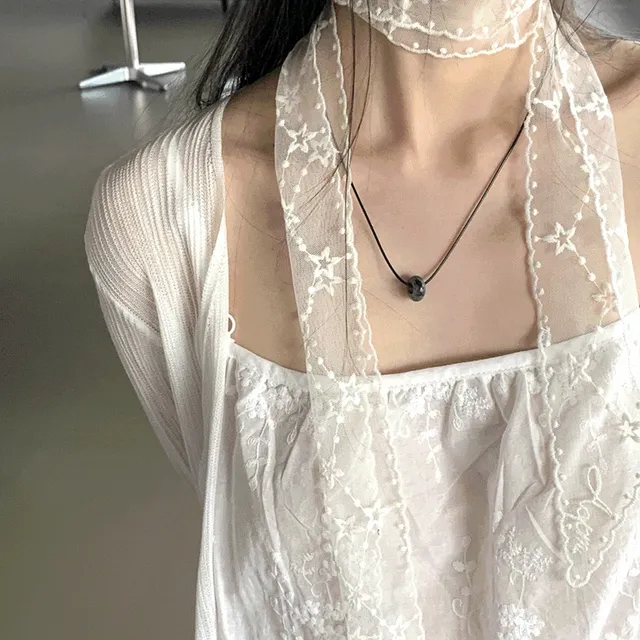 드리머 시스루 펀칭 자수 스카프