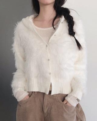 silver ball fur hoody (3color)