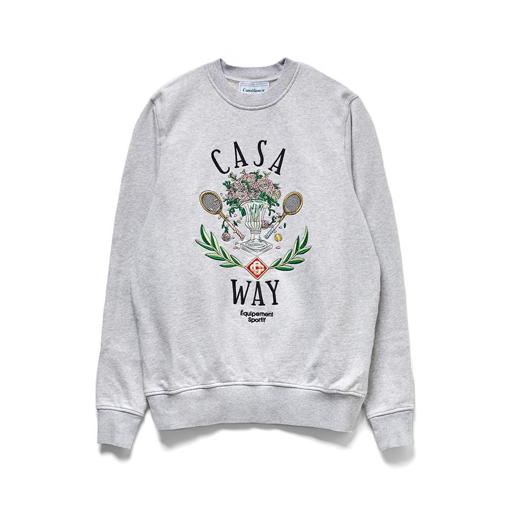 (M) 22FW 카사블랑카 CASA WAY 엠브로이드 맨투맨 - 그레이 (MF22-JTP-001-17)