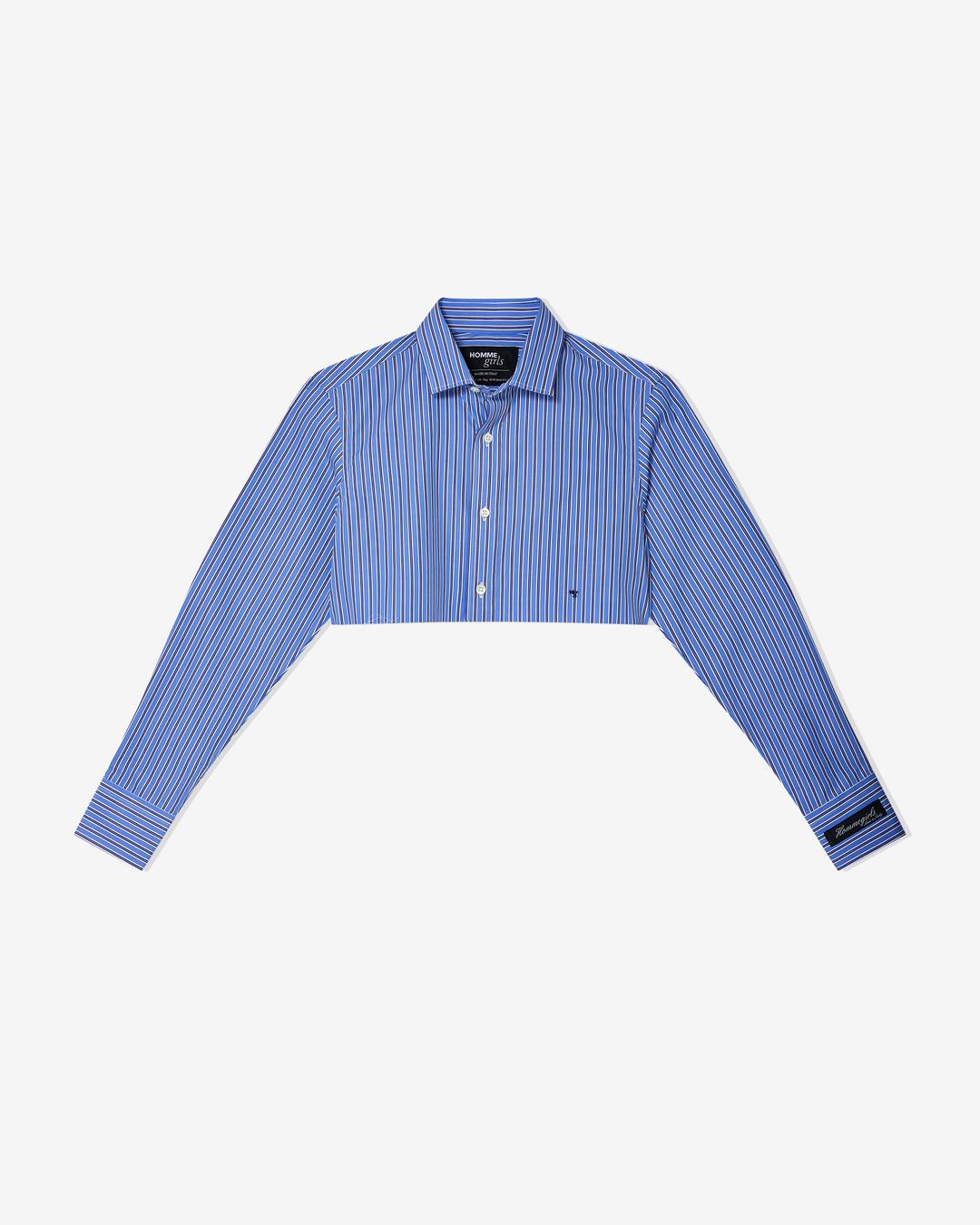 Super Cropped Shirt in Bold Blue Stripe - Extra Small / Bold Blue Stripe