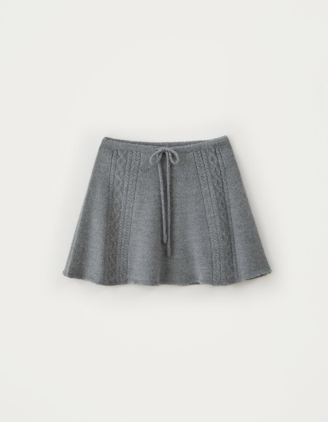 Alpaca Cable Mini Skirt - Grey