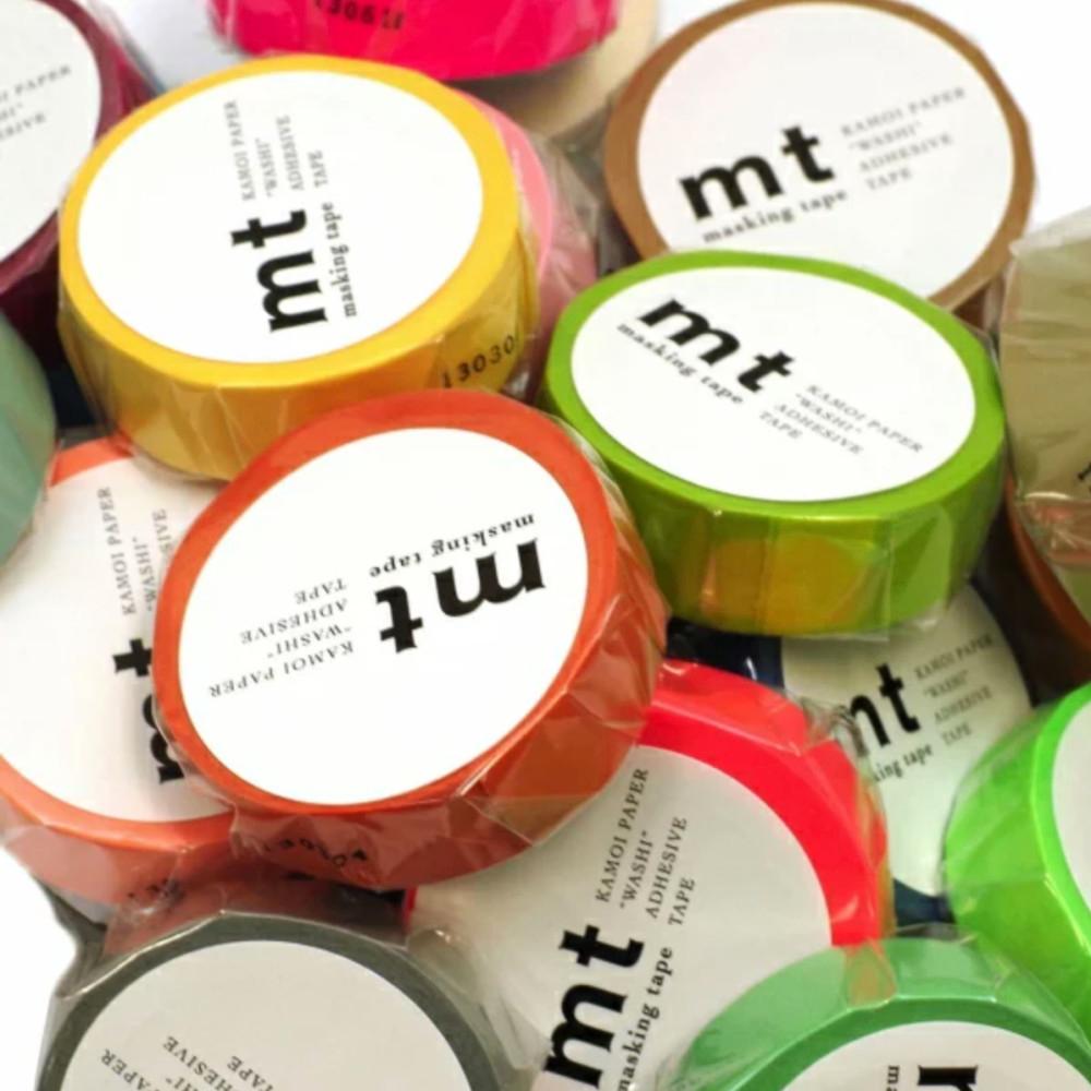 mt 마스킹테이프 베이직 파스텔 컬러 15mm 180 형광 오렌지 / 단색 다꾸마테