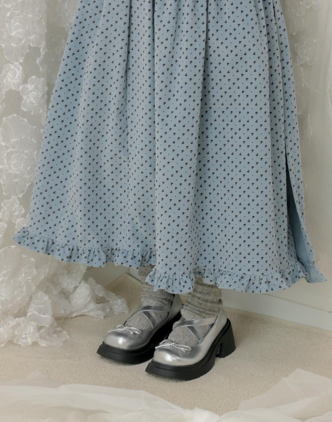 24 블루 코듀로이 허리치마 & 프릴카라