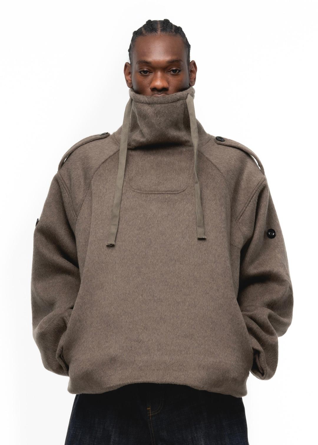 WOOL SWEATER JACKET EARTH GREEN - 1