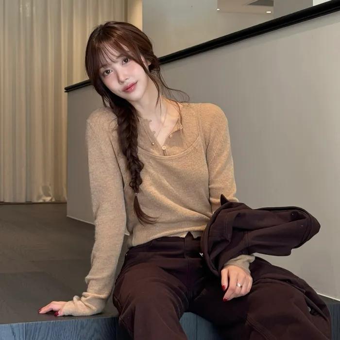 [이코코 pick] Alpaca layered cardigan set_3colors