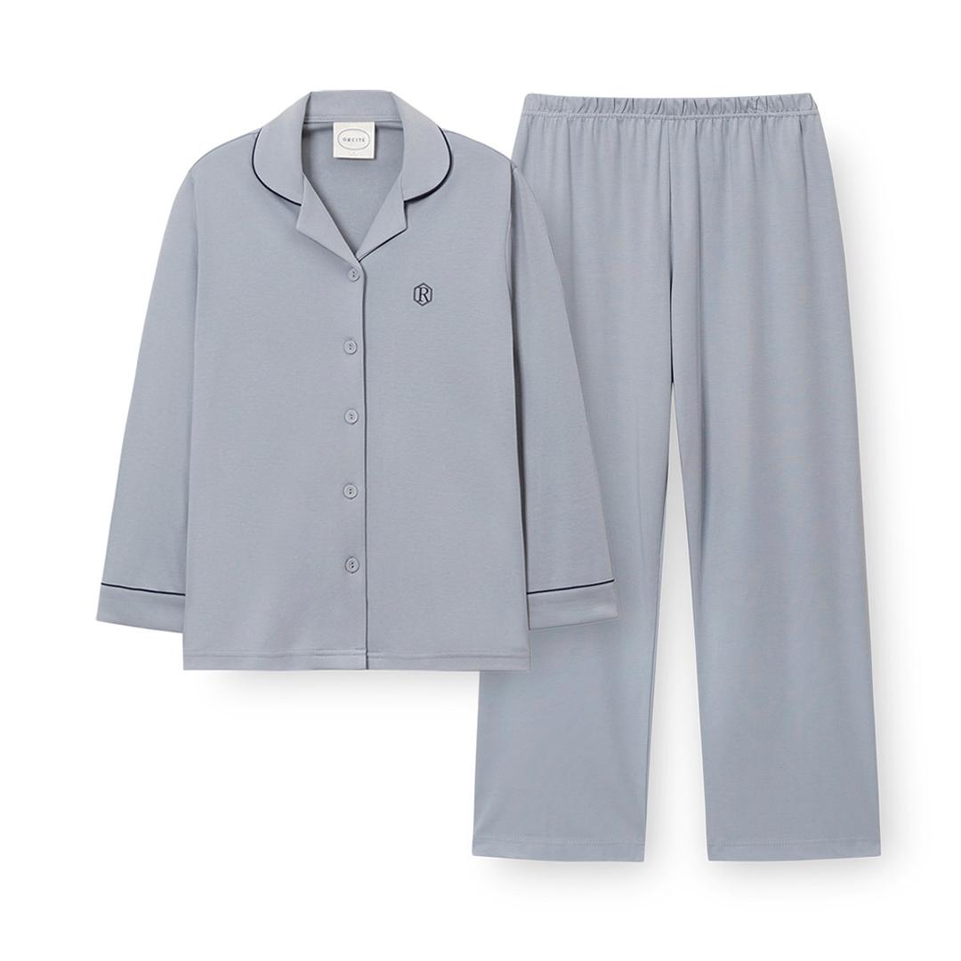 여성 G034 플레임블루 긴소매 파자마 세트