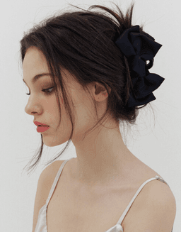 double black ribbon hair claw