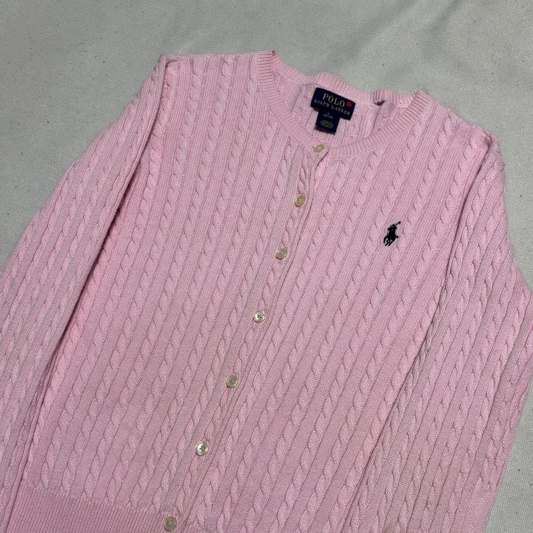 L 폴로랄프로렌 여성용 꽈베기 핑크 가디건 | 후루츠패밀리