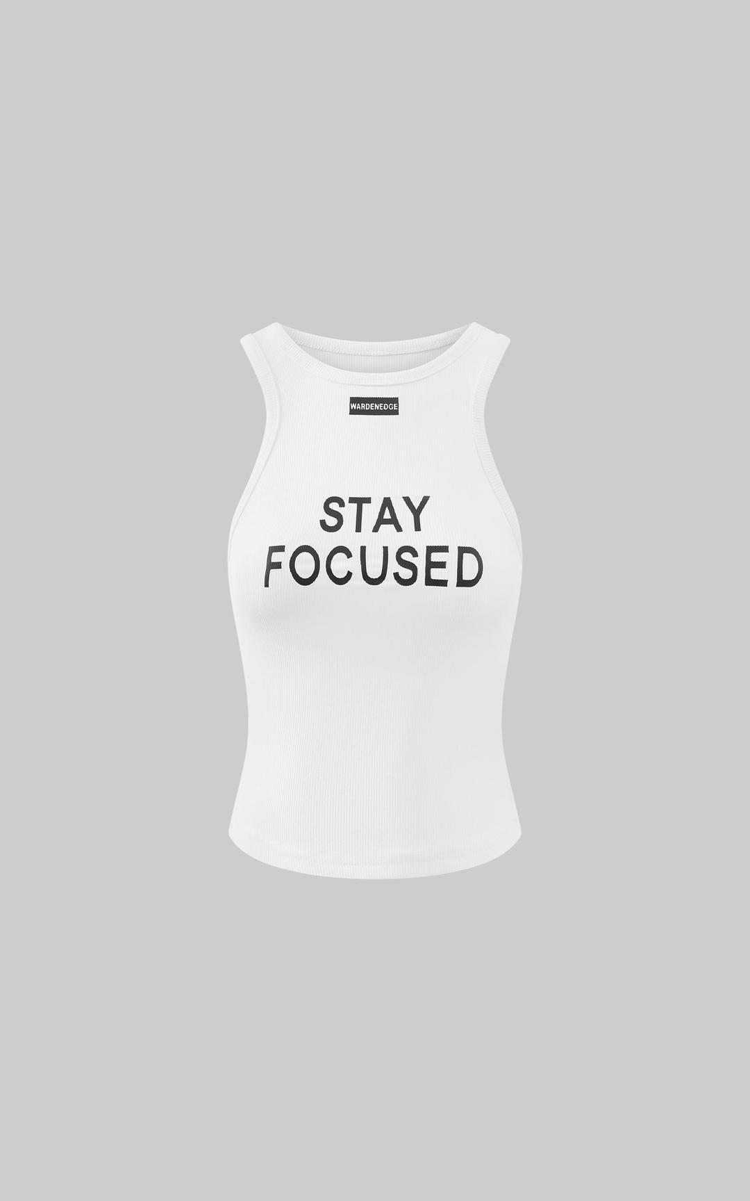WARDEN EDGE Ribbed Racerback Tank Top with Contrast Lettering
