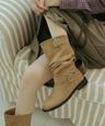 ljh5009 buckle detail shirring mid-boots _ 2colors