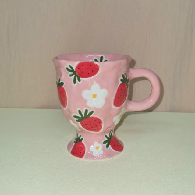 딸기데이지 고블렛잔 귀여운컵 홈카페 집들이선물생일선물