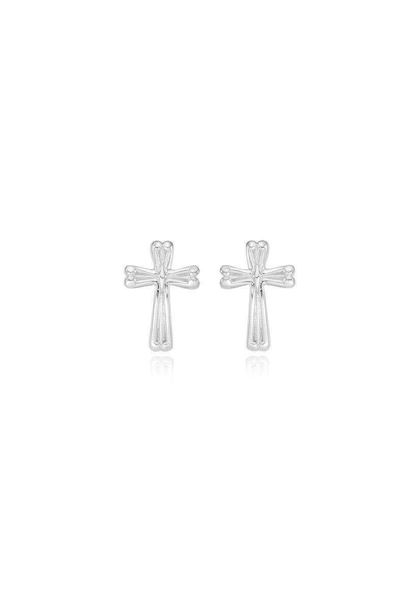 SHINE CROSS STUD EARRINGS (M)