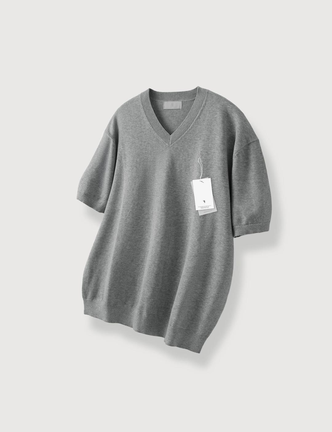 [7월25일 순차 출고 예정] 코튼 브이넥 반팔 니트_Gray