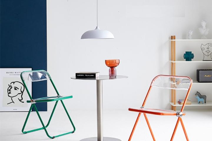 접이식 플리아 체어 아크릴 카페 투명 클리어 베가 의자 2colors