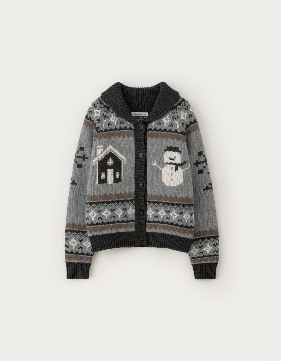 Snowman Nordic Wool Cowichan Cardigan - Grey