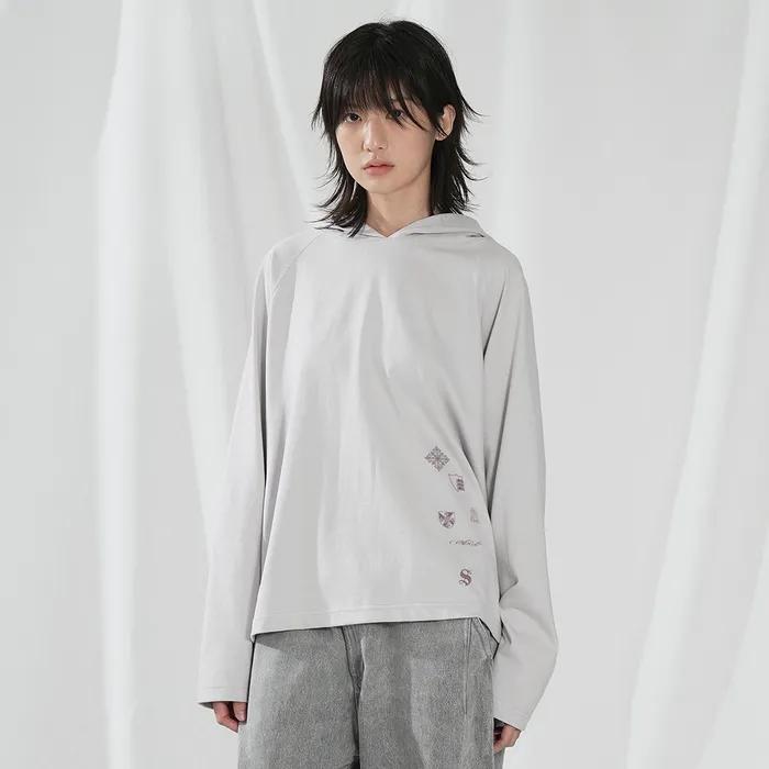 TATTOO HOOD LONG SLEEVE [LIGHT GREY]