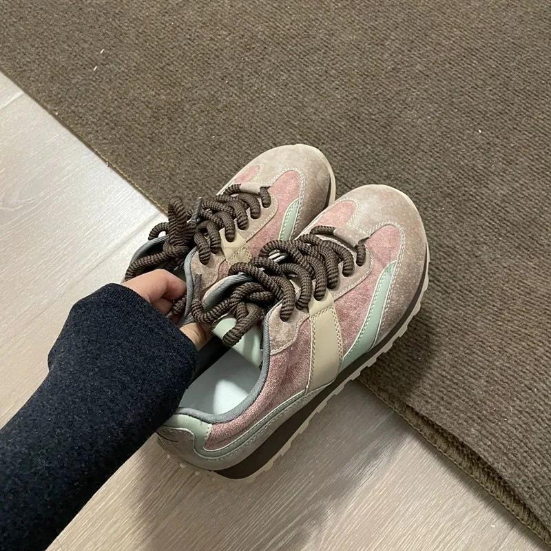 여성용 통기성 가황 신발, 한국 여성 테니스 2024, 새로운 패션 트레이닝 신발, 캐주얼 두꺼운 밑창, 여름