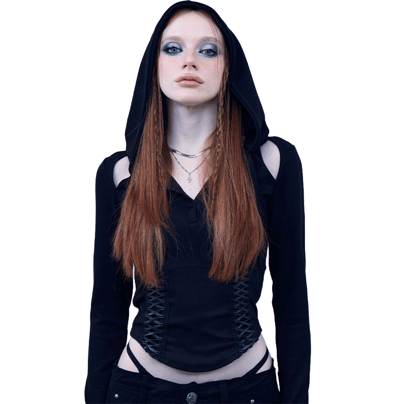 [HILLDA] [5th order] Corset Hoodie [Black]