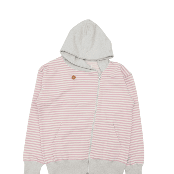 STRIPE UNBALANCED ZIPUP HOODIE (PINK)