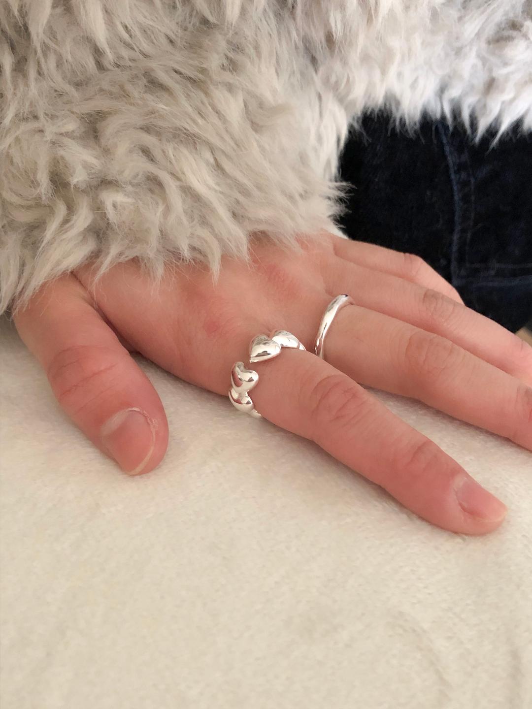 [925 silver] 솔라 하트 프리사이즈 은 반지 (2 color)