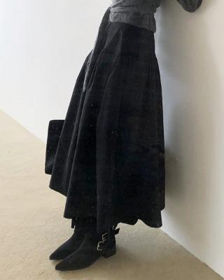 wave shirring maxi skirt (2color)