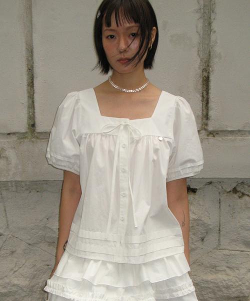 TIE DETAIL BUTTON BLOUSE WHITE