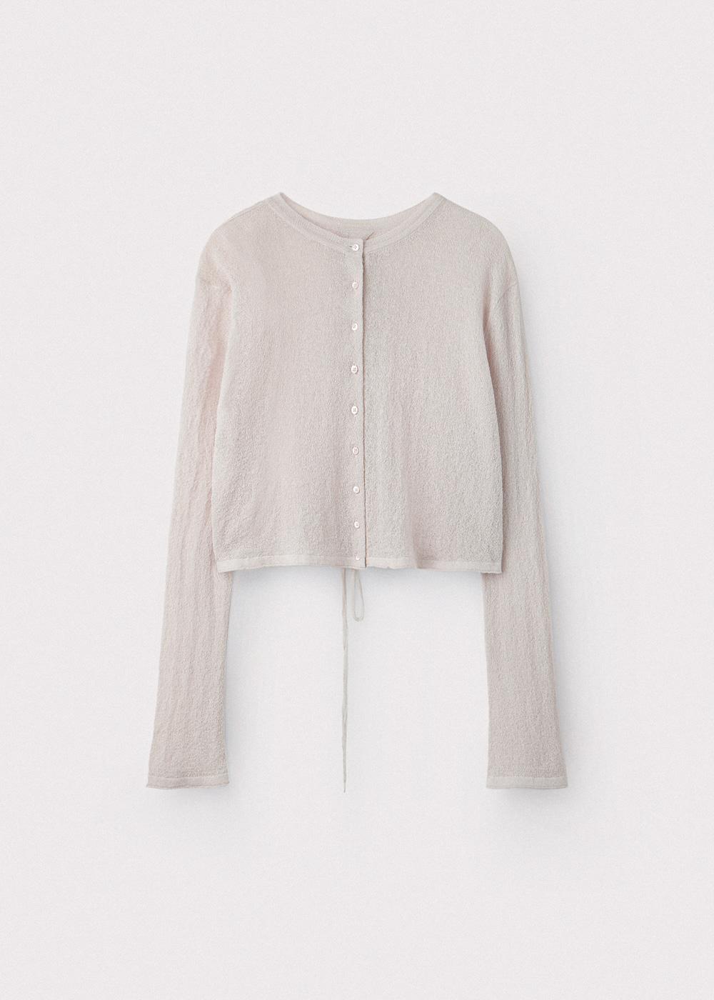 Crinkled linen two way crop cardigan_Lilac