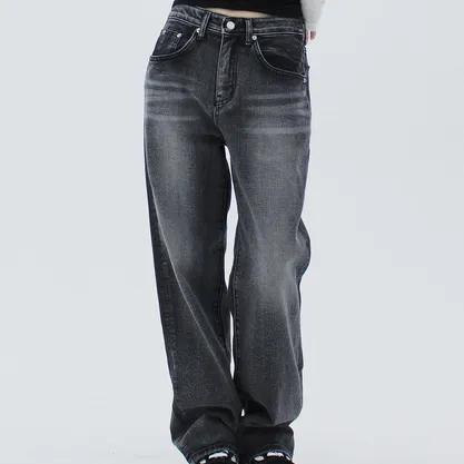 그레이 밀크 워싱 와이드 데님 (unisex)