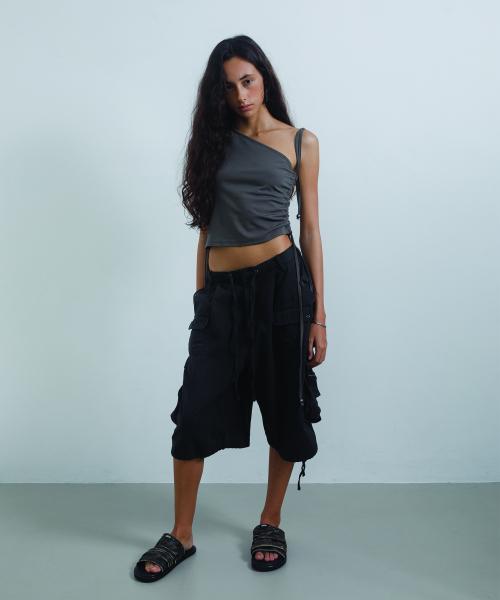 WASHED CARGO MIDI SHORTS CHARCOAL