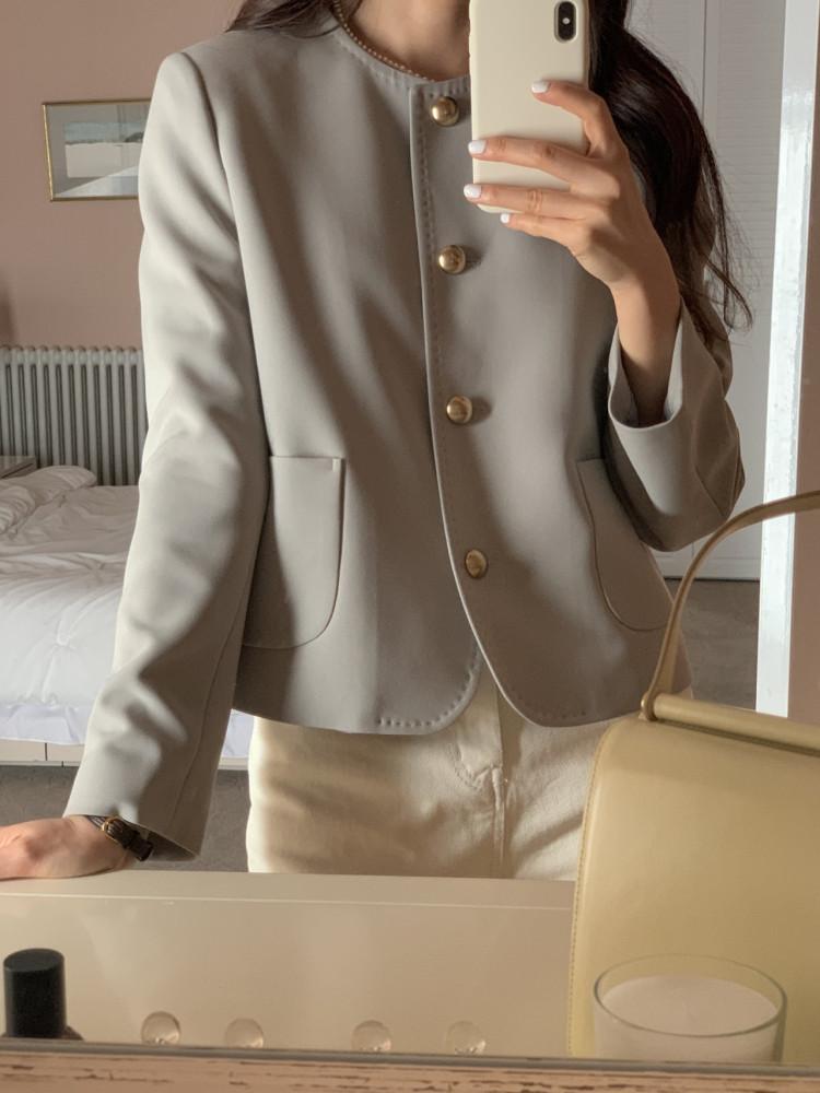 호시 JK (2col) 가벼운 노카라 자켓 매트한 고급스러운 캐주얼 베이지색 숏자켓