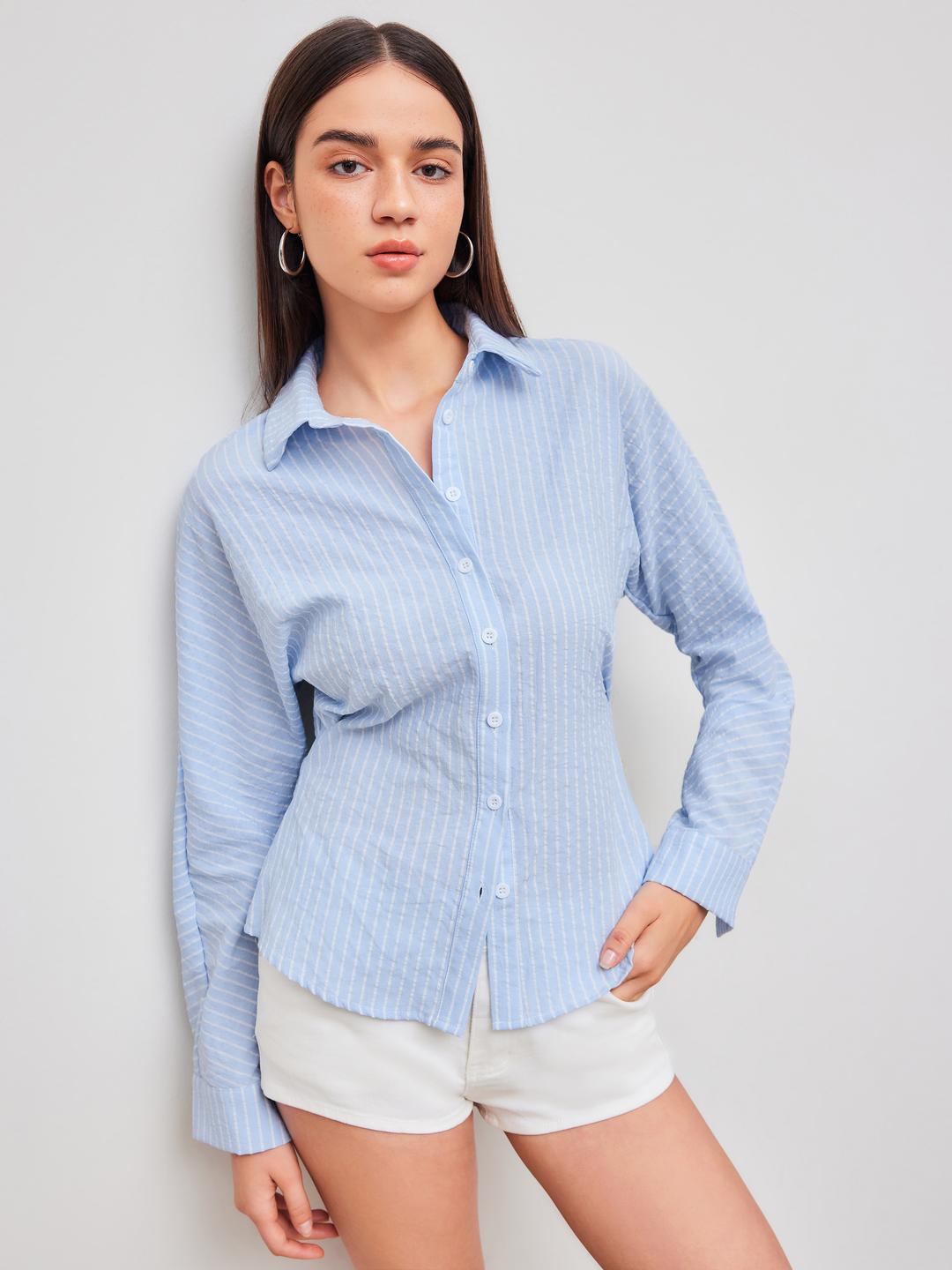 Collar Striped Long Sleeve Shirt