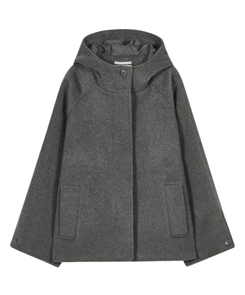 Hooded Half Coat [Gray]
