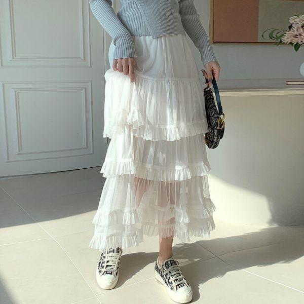 [미나그램] 릴로 캉캉 쉬폰롱스커트