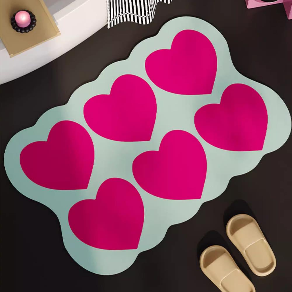 띠네마네 40x60 하트 건식화장실 매트 빨아쓰는 미끄럼방지 부엌 싱크대 주방발매트 