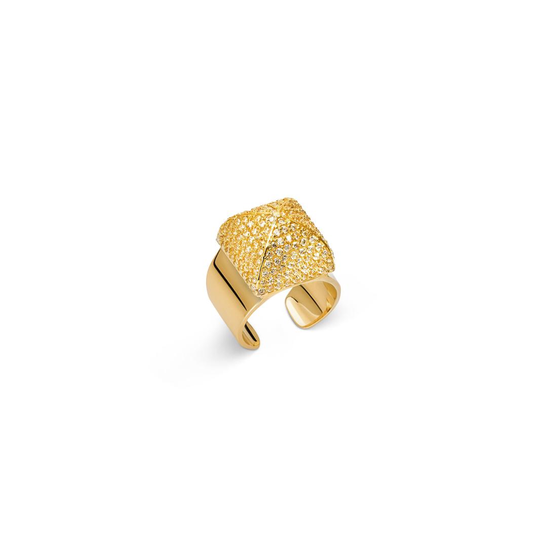Oversized Posh Stud Ring With Pavé — Fancì Club