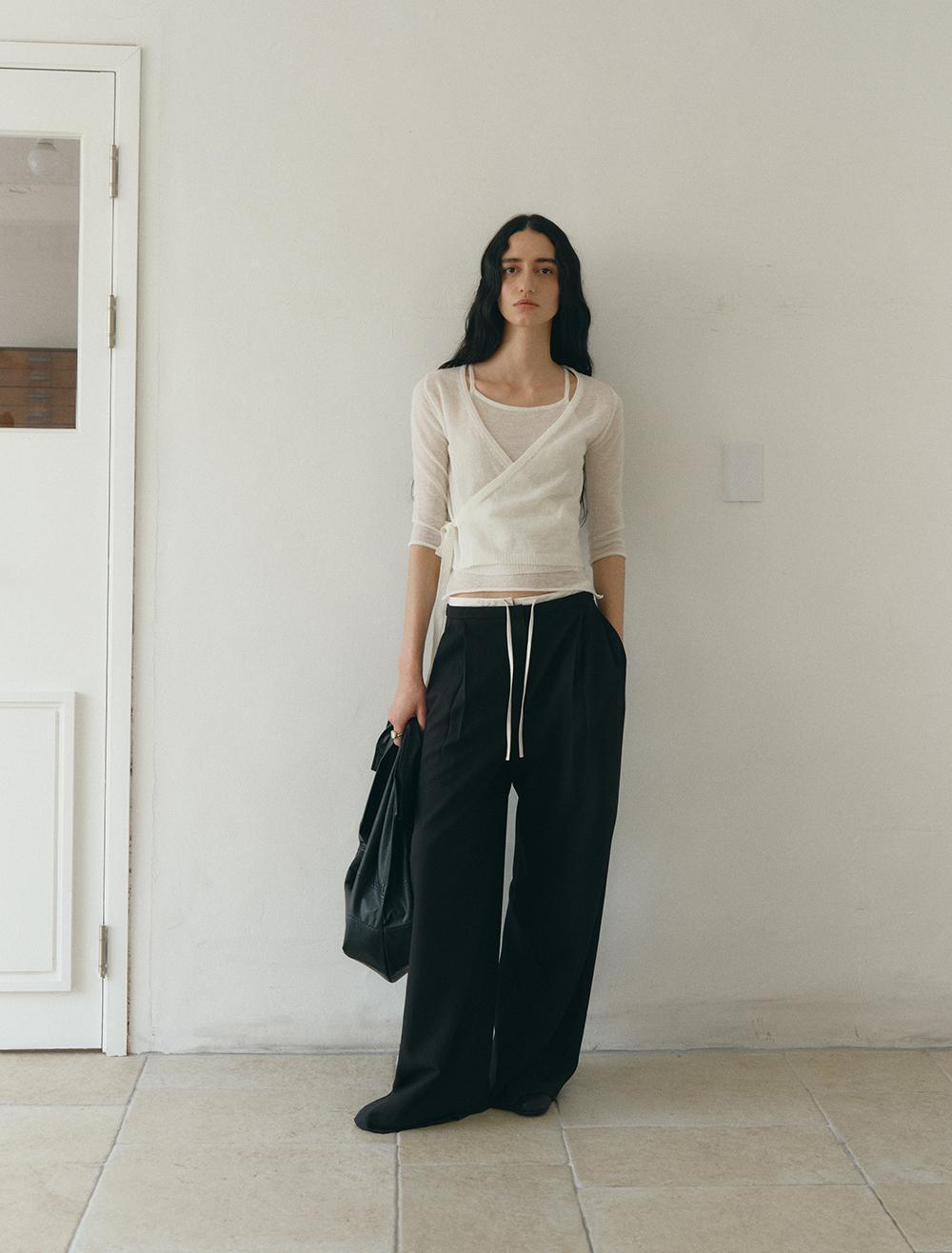 [1st REORDER] CRINKLE DOUBLE WAIST PANTS [BLACK]