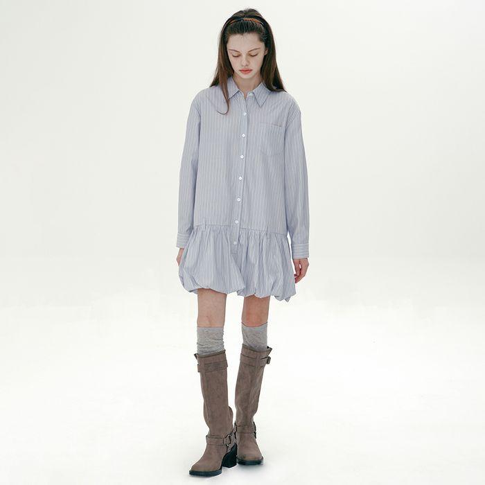 [2차 리오더] SHIRT BALLOON ONE-PIECE (LIGHT BLUE)