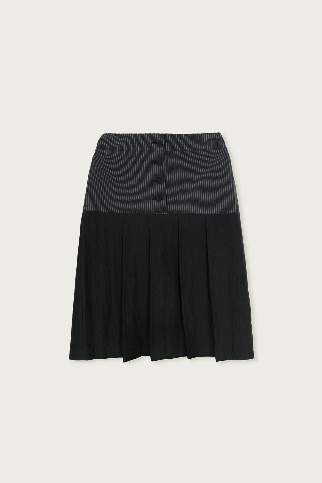 STRIPE LAYERED MIDI SKIRT BLACK