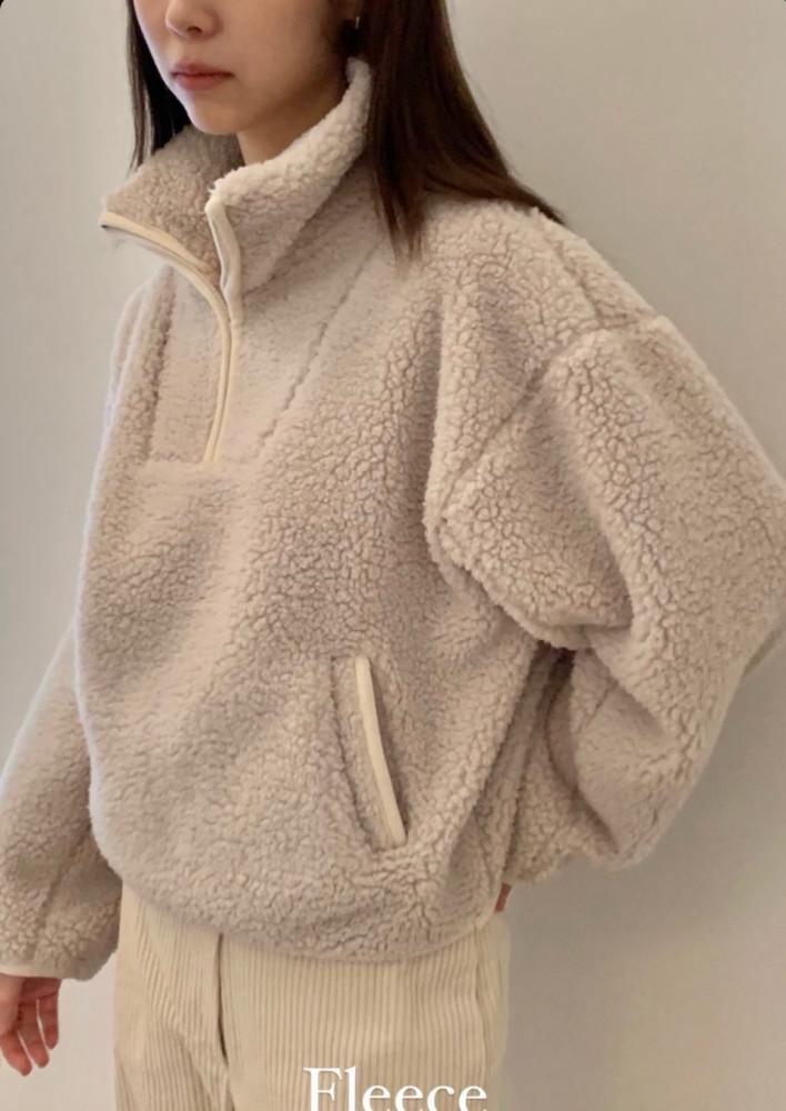 haus 하우스 덤블 플리스 집업 반집업 폴라 시어링 양털 후리스 뽀글이 맨투맨