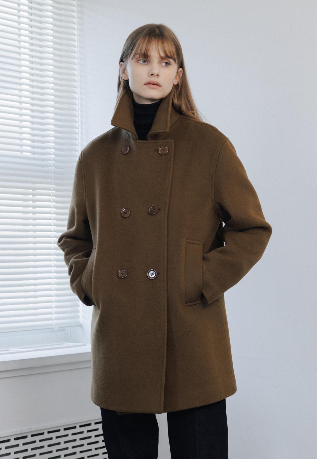 BESSETTE PADDED DOUBLE HALF COAT (BROWN)