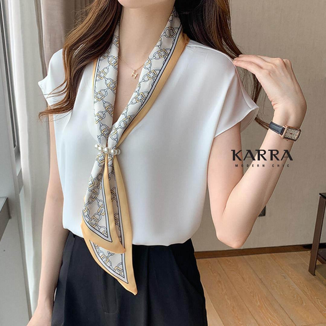 KARRA (77까지)글로스체인스카프블라우스+브로치SET_KB2MBL101C